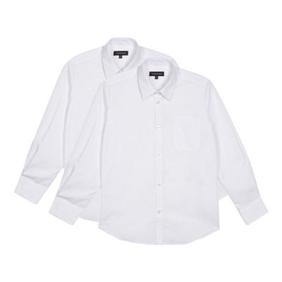 Pack of two boy's white long sleeved school shirts